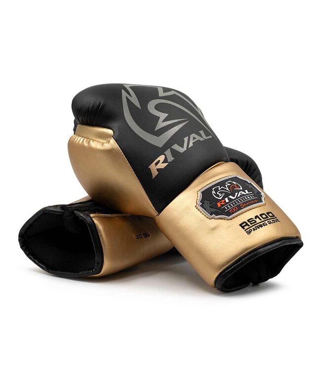 Rival RS100 Professional Sparring Boxhandschuhe – Multi‑Layer Foam – Wrist Lock 2™ – Schwarz/Gold