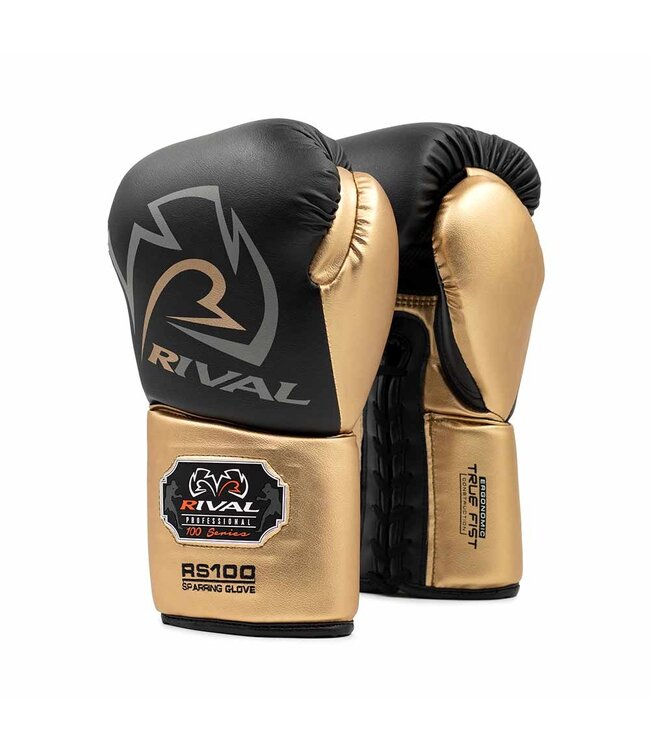 Rival RS100 Professional Sparring Boxhandschuhe – Multi‑Layer Foam – Wrist Lock 2™ – Schwarz/Gold