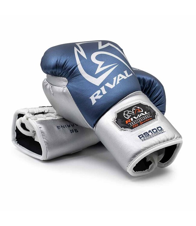 Rival RS100 Professional Sparring Boxhandschuhe – Multi‑Layer Foam – Wrist Lock 2™ – Blau/Silber