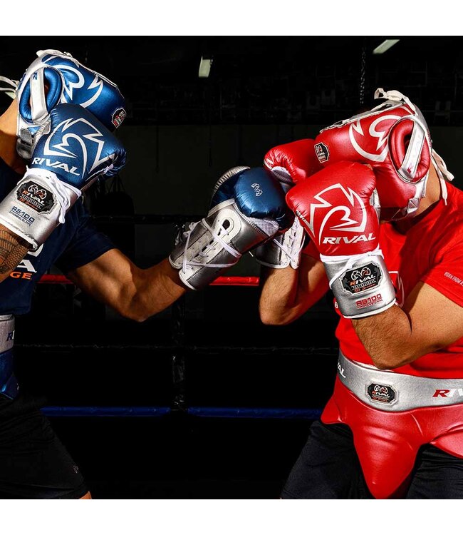 Rival RS100 Professional Sparring Boxhandschuhe – Multi‑Layer Foam – Wrist Lock 2™ – Blau/Silber