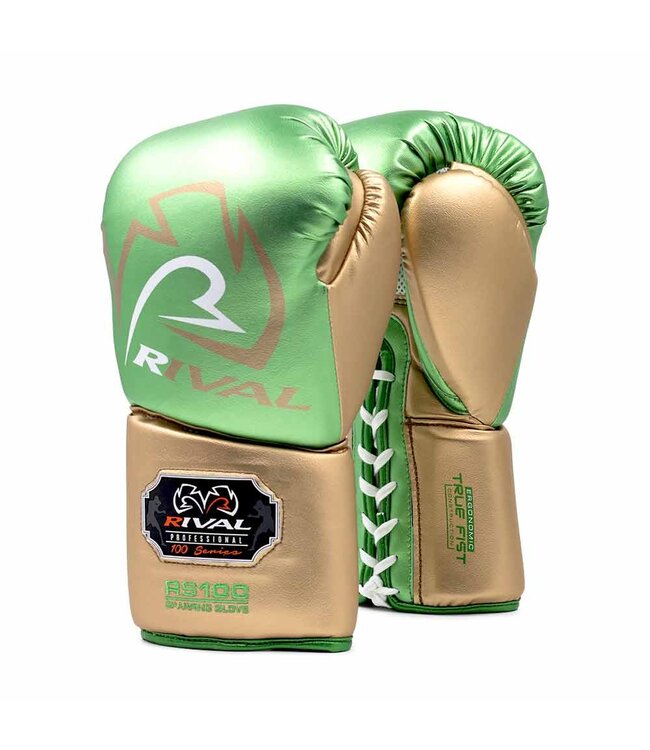 Rival RS100 Professional Sparring Boxhandschuhe – Multi‑Layer Foam – Wrist Lock 2™ – Grün/Gold