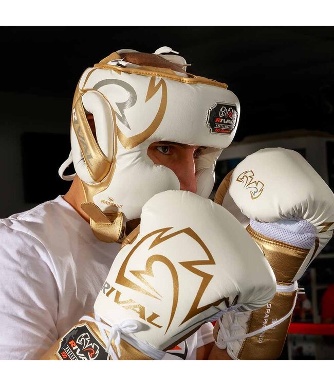 Rival RS100 Professional Sparring Boxhandschuhe – Multi‑Layer Foam – Wrist Lock 2™ – Weiß/Gold