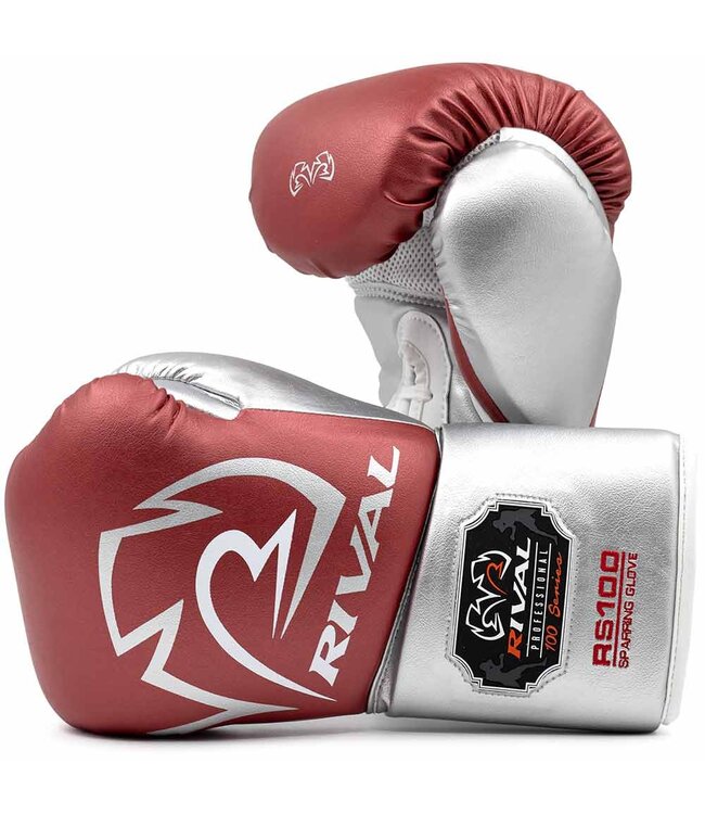 Rival RS100 Professional Sparring Boxing Gloves – Multi‑Layer Foam – Wrist Lock 2™ – Red/Silver