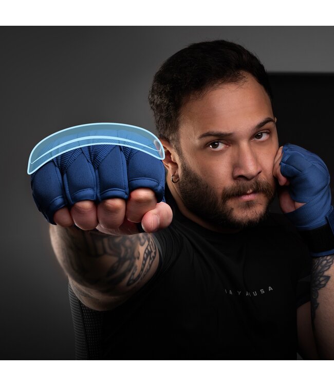 Hayabusa Knuckle Guard Hand Wraps Blau mit zusätzlichem Knöchelschutz