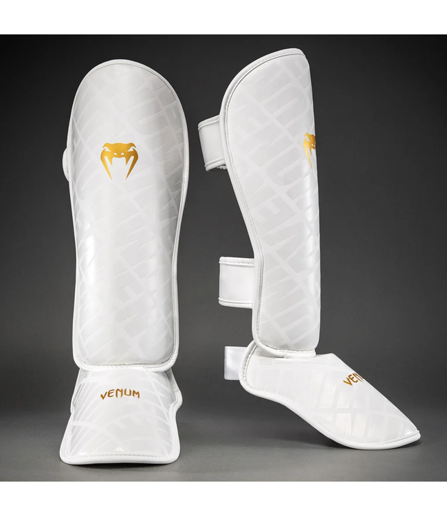 Venum Contender 1.5 XT 3D Schienbeinschoner – Weiß/Gold – Kickboxen & Muay Thai