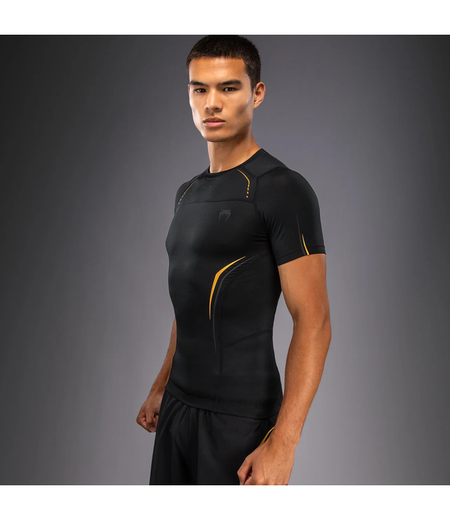 Venum G-Core Short Sleeve Rashguard – Black/Gold for Kickboxing & MMA