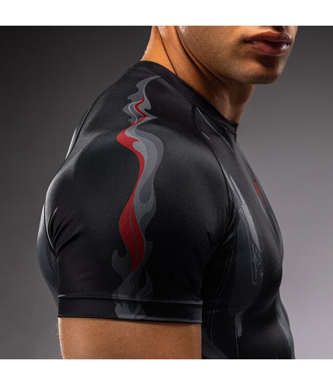 Venum Demon Rashguard Kurzarm – Black/Grey | Für MMA, Kickboxen & Muay Thai