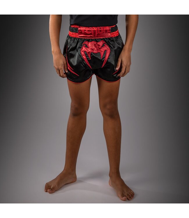 Venum Attack Kids Muay Thai Shorts – Black/Red for Muay Thai & Kickboxing