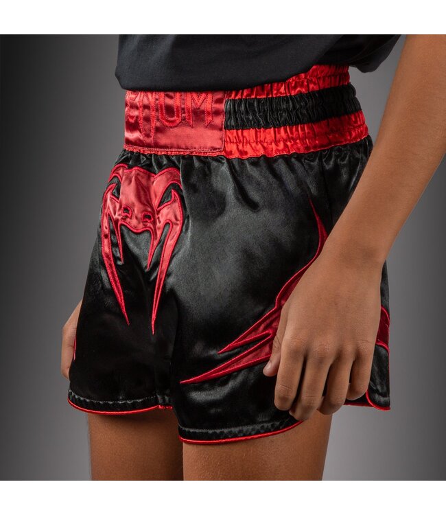 Venum Attack Kids Muay Thai Shorts – Black/Red for Muay Thai & Kickboxing