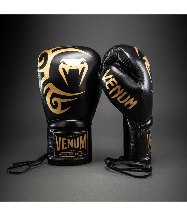 Venum Giant 2.0 Mike Tyson Pro Boxing Gloves with Laces – Black/Gold