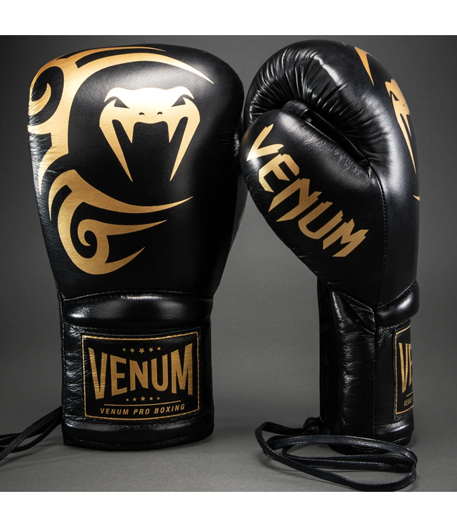 Venum Giant 2.0 Mike Tyson Pro Boxing Gloves with Laces – Black/Gold