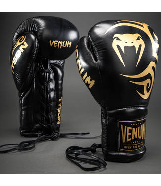 Venum Venum Giant 2.0 Mike Tyson Pro Boxing Gloves with Laces - Black/Gold