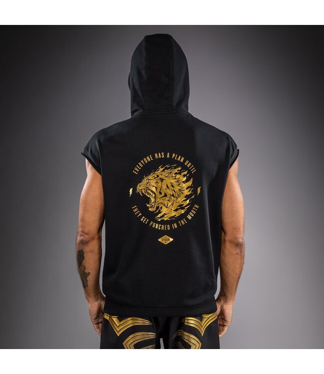 Venum x Mike Tyson Tiger Sleeveless Hoodie – Black/Gold for Boxing, Kickboxing & Fitness