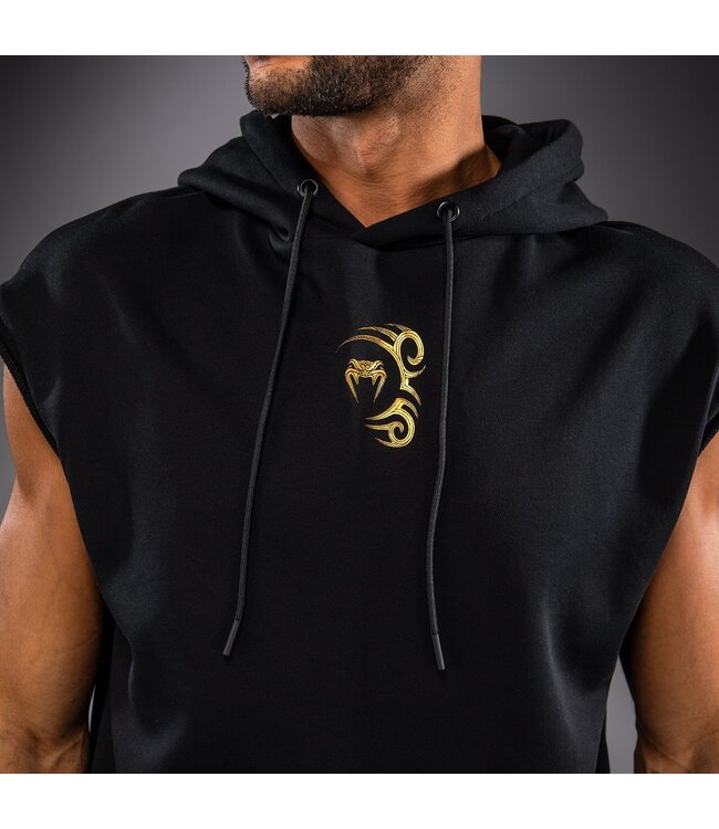 Venum x Mike Tyson Tiger Sleeveless Hoodie – Schwarz/Gold für Boxen, Kickboxen & Fitness