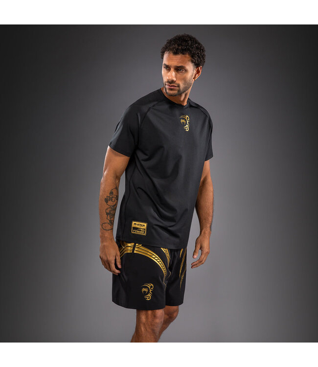 Venum x Mike Tyson Tiger Dry Tech T‑Shirt – Schwarz/Gold – Performance Shirt für Boxen und Kickboxen