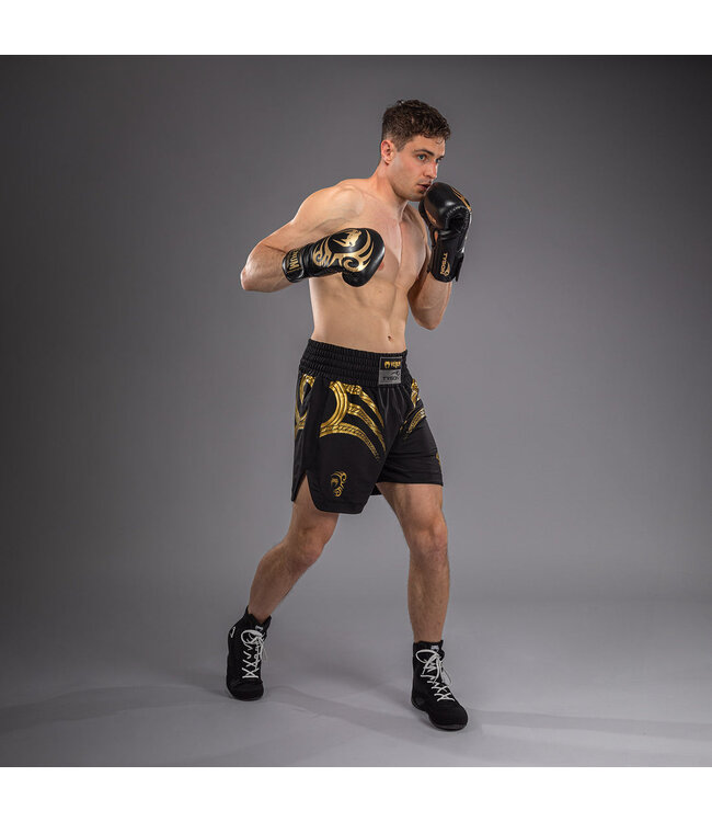 Venum x Mike Tyson Tiger Boxshorts – Schwarz/Gold – Fight Fit für Boxen