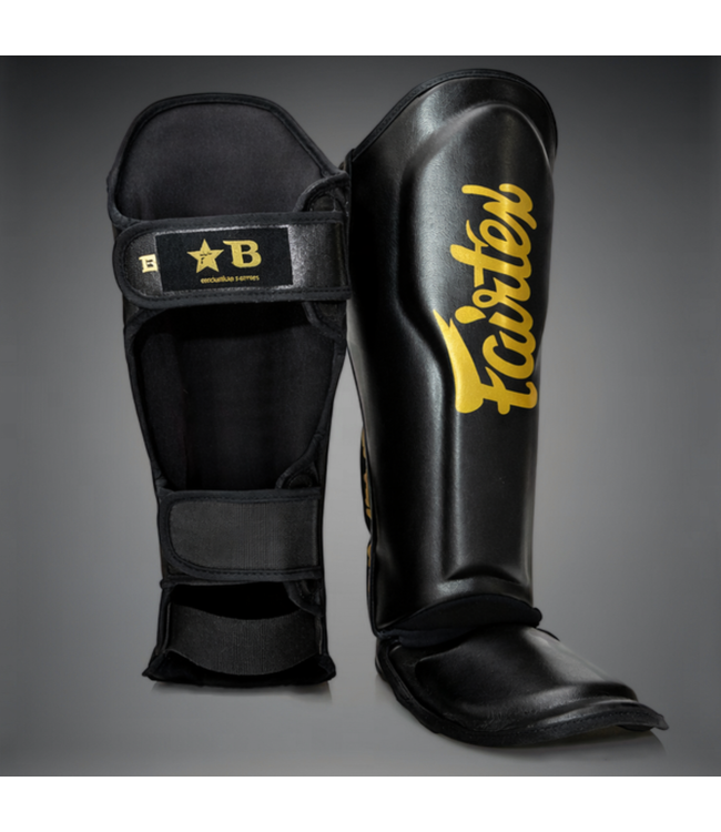 Fairtex x Booster FXB Shin Guards Black/Gold - Muay Thai & Kickboxing