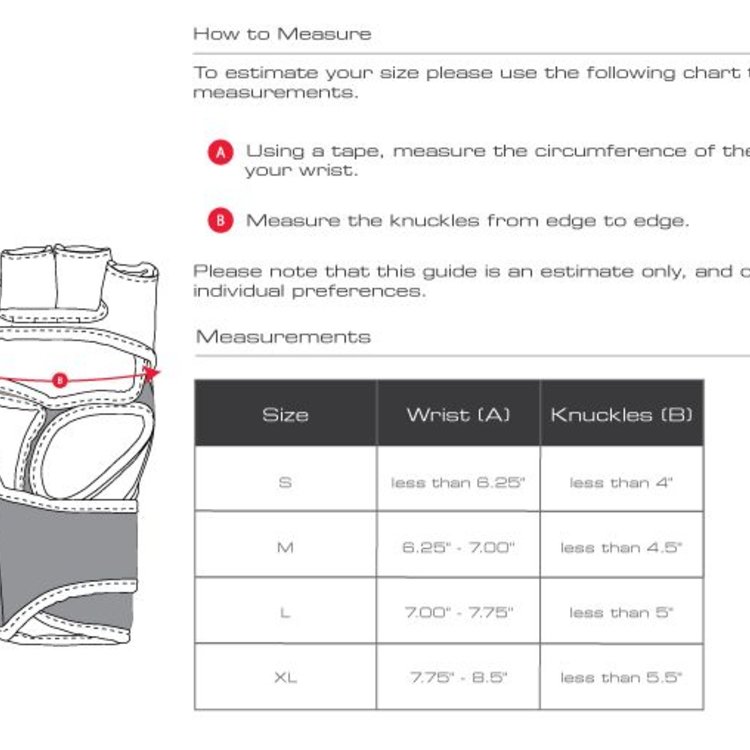 Hayabusa Shin Guard Sizing Chart