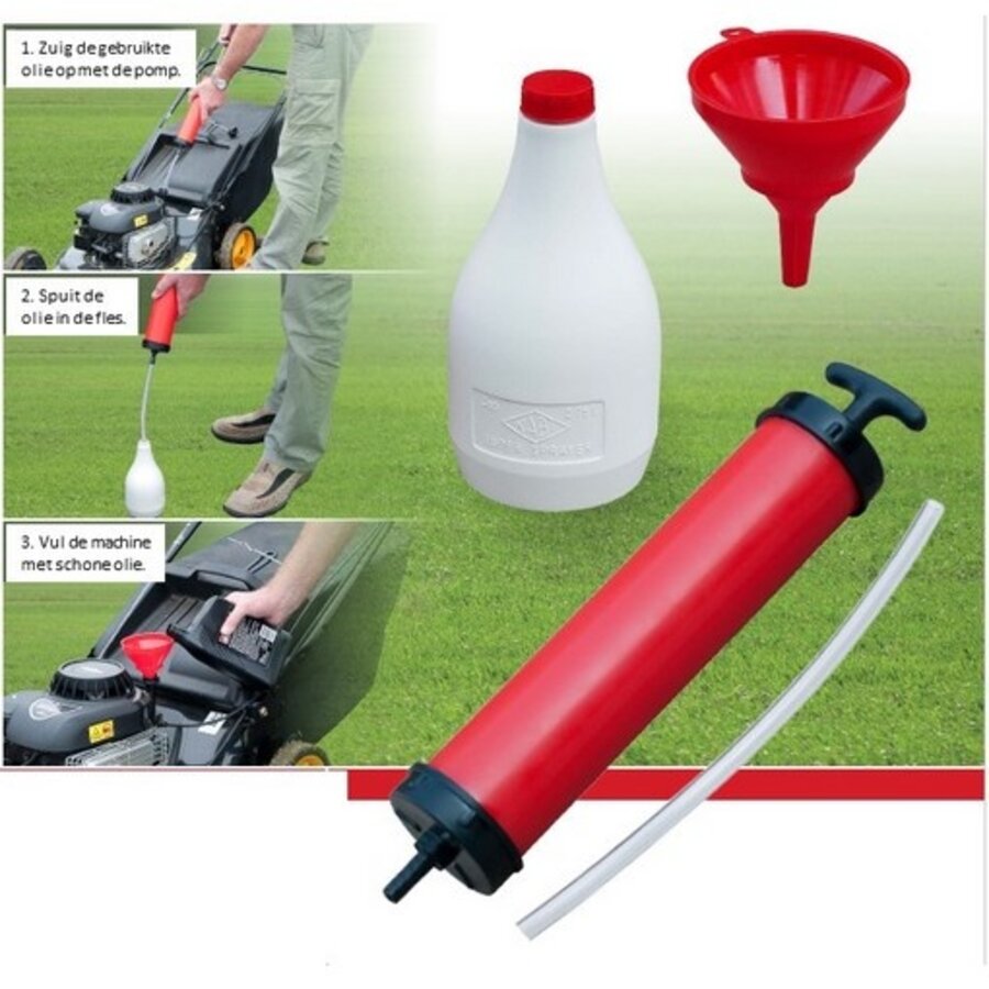 3-staps olieverversing set voor tuinmachines