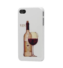 iPhone Witte Case met Fles Rode Wijn