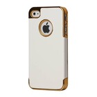 iPhone Premium leren Case met Gouden rand - Wit