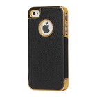 iPhone Premium leren Case met Gouden rand - Zwart
