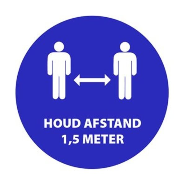  Stickers vinyl 'houd 1,5m afstand' Ø 200mm