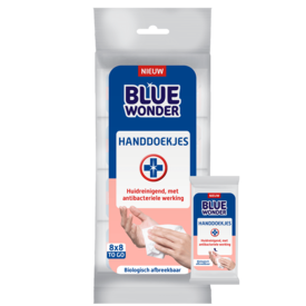  Blue wonder antibacteriële handdoekjes 8x8 stuks