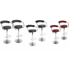 Set van 2 ronde barkrukken met rugleuning