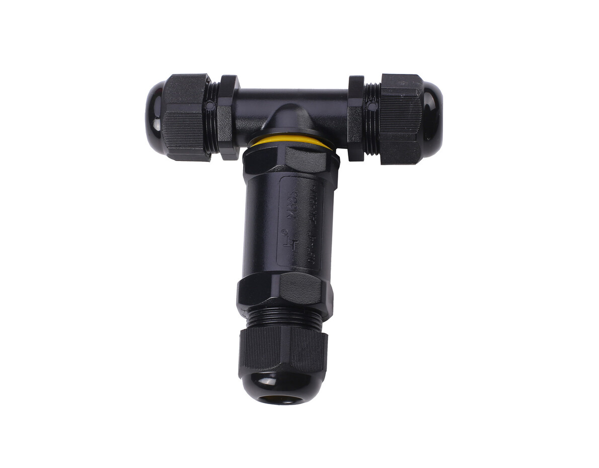 Vandtæt samledåse 3-polet - Til 0,5-1mm² - IP68-T-stik - Ledpaneler.dk