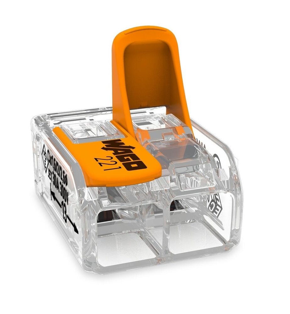 2 stk. WAGO fjedersamlemuffe - 0.14-4 mm 2-polet 2 stk. WAGO fjedersamlemuffe - 0.14-4 mm 2-polet