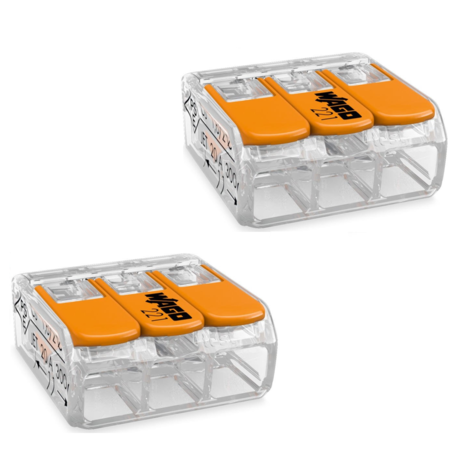 2 stk. WAGO fjedersamlemuffe - 0.14-4 mm 3-polet 2 stk. WAGO fjedersamlemuffe - 0.14-4 mm 3-polet