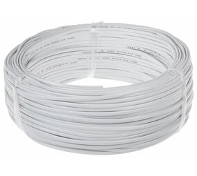 Aigostar Hvidt fladt tilslutningskabel - 100 m - 2x0,75 mm2 H03VVVH2-F Aigostar Hvidt fladt tilslutningskabel - 100 m - 2x0,75 mm2 H03VVVH2-F