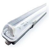 Vandtæt 120cm 18W LED armatur IP65 + 1 LED lysstofrør 6000K - Kold hvid  - Komplet