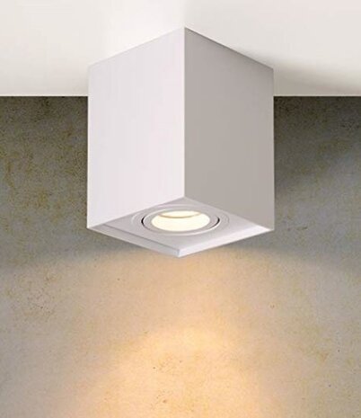 LED påbygningsspot - Kubeformet - Hvid - GU10-fatning - ekskl. LED spot - Justerbar