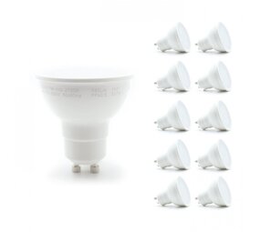 Pakke med 10 stk. - GU10 LED-spots - 6W erstatter 40W - Valgfri lystemperatur