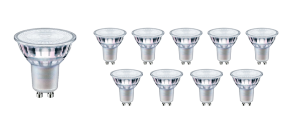 Pakke med 10 stk. - GU10 LED-spots - 5.5W erstatter 55W - Valgfri lystemperatur Pakke med 10 stk. - GU10 LED-spots - 5.5W erstatter 55W - Valgfri lystemperatur