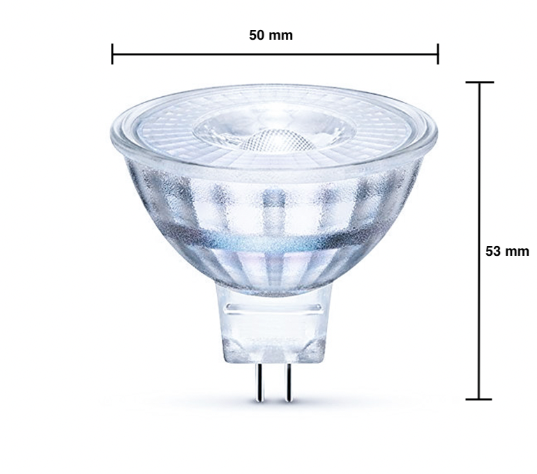 Spot GU5.3 - MR16 LED - 3W erstatter 25W - naturligt hvidt lys - I glas - Ledpaneler.dk