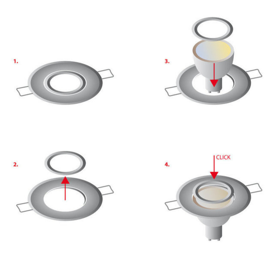 LED GU11/MR11 spot - Sort rund - Vandtæt IP44 - Indvendig mål 40mm - Udvendig diameter 55mm