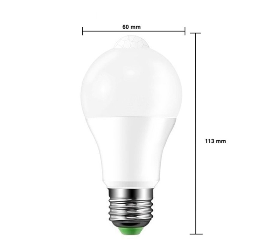 LED pære med bevægelsessensor - E27-fatning - 6W erstatter 50W - Lysfarve valgfri