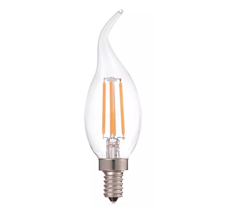Dæmpbar LED pære - E14 fatning C37 - 5W erstatter 45W - 2700K Varm hvid