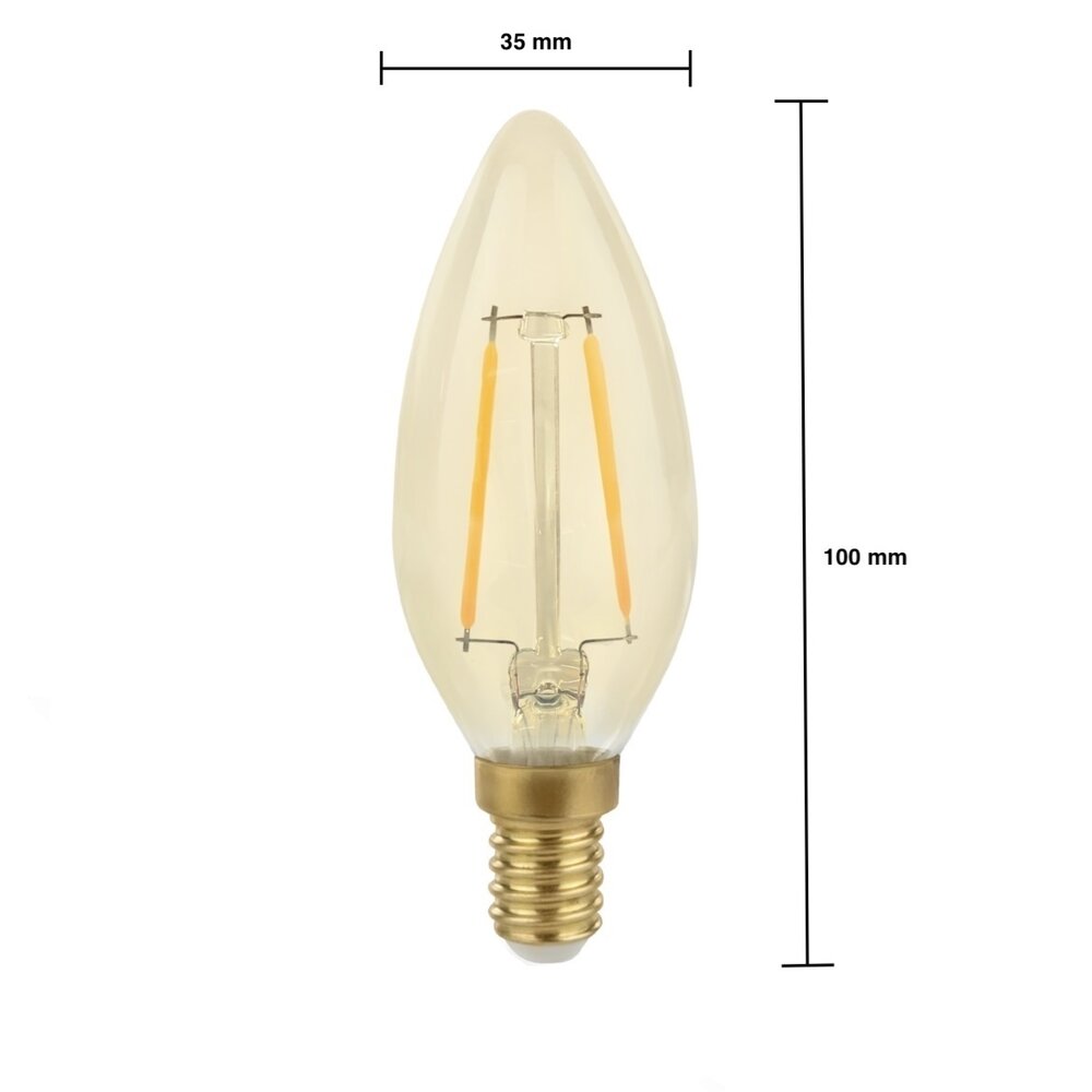 Pakke med 10 stk. - LED glødelampe - E14 fatning C35 - 2W erstatter 25W - 2500K Ekstra varm hvid Pakke med 10 stk. - LED glødelampe - E14 fatning C35 - 2W erstatter 25W - 2500K Ekstra varm hvid