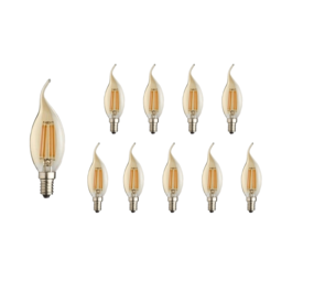 Pakke med 10 stk. - E14 LED-pære - C37 - 4W erstatter 50W - 2200K Ekstra varm hvid Dæmpbar