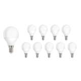 Pakke med 10 stk. - E14 LED-pære - 8W erstatter 60W - Valgfri lystemperatur Pakke med 10 stk. - E14 LED-pære - 8W erstatter 60W - Valgfri lystemperatur