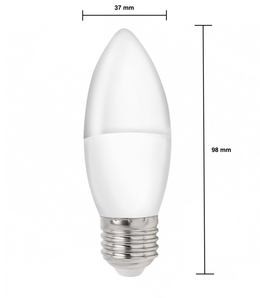 Pakke med 10 stk. - E27 LED-pære i kerteform - Type C37 3W erstatter 25W - 3000K Varm hvid Pakke med 10 stk. - E27 LED-pære i kerteform - Type C37 3W erstatter 25W - 3000K Varm hvid