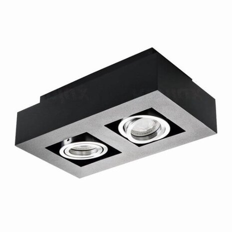 Kanlux LED GU10 loftspotarmatur sort - Dobbelt til 2 LED GU10 spots