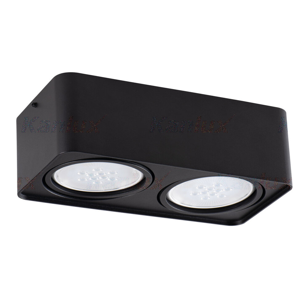 Kanlux LED GU10 AR111 forsænket spot sort rektangel - Dobbelt til 2 LED GU10 spots