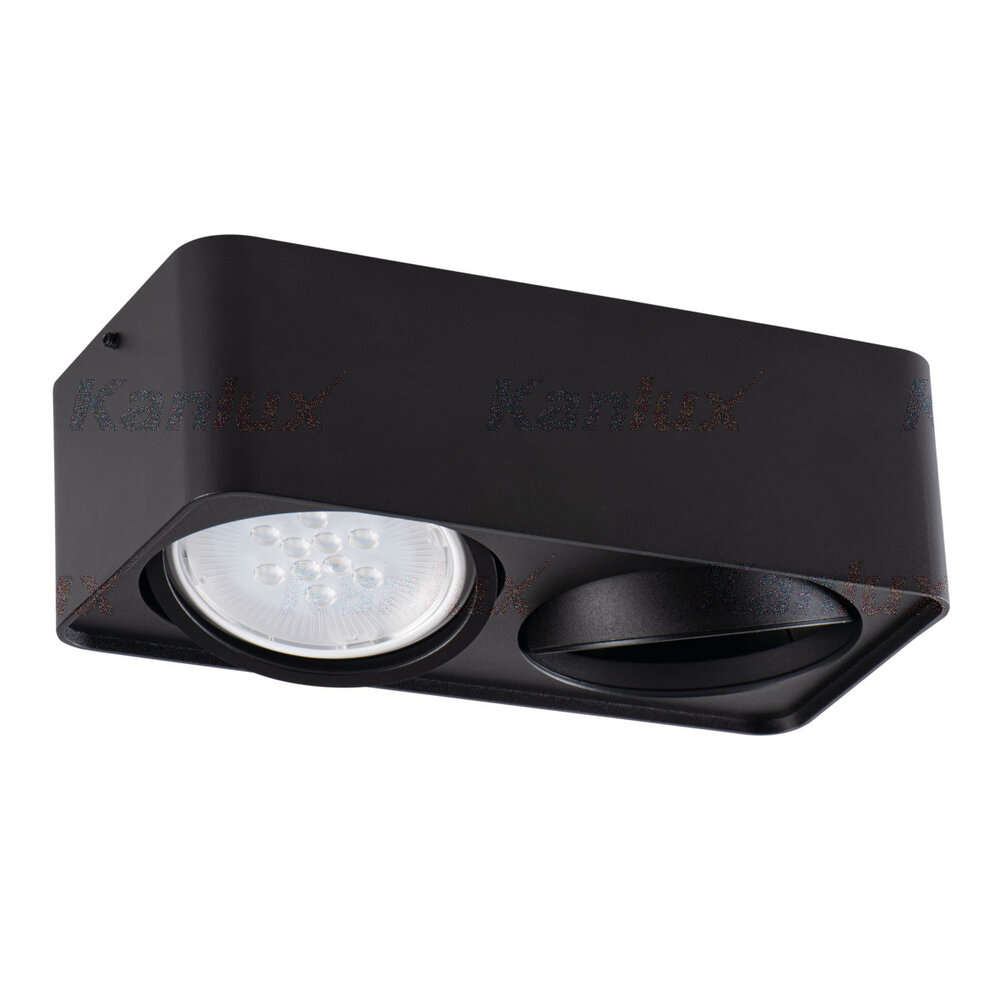 Kanlux LED GU10 AR111 forsænket spot sort rektangel - Dobbelt til 2 LED GU10 spots