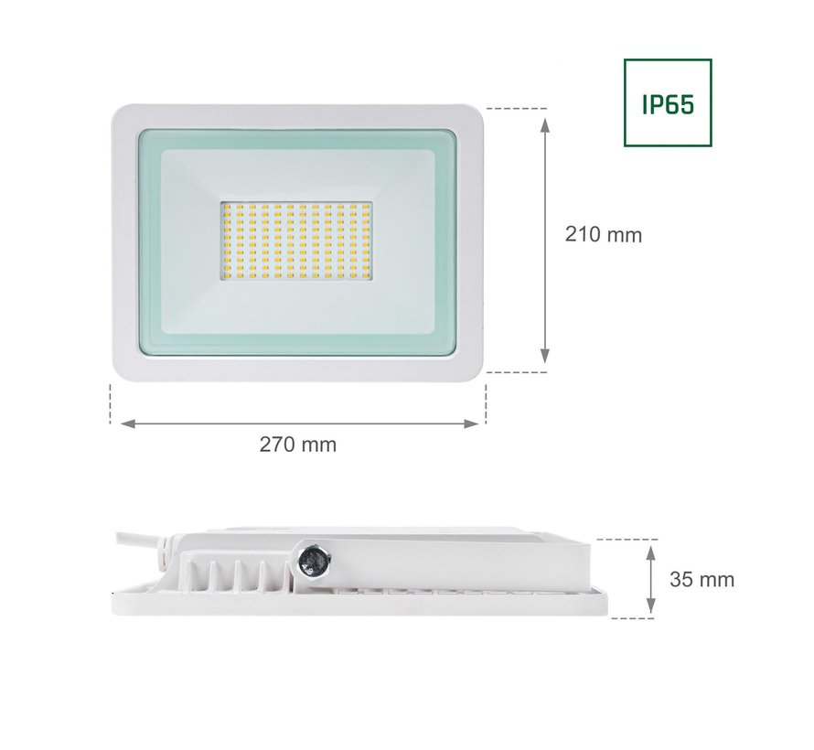 LED projektørlys hvid - 100W IP65 - valgfri lystemperatur - 3 års garanti