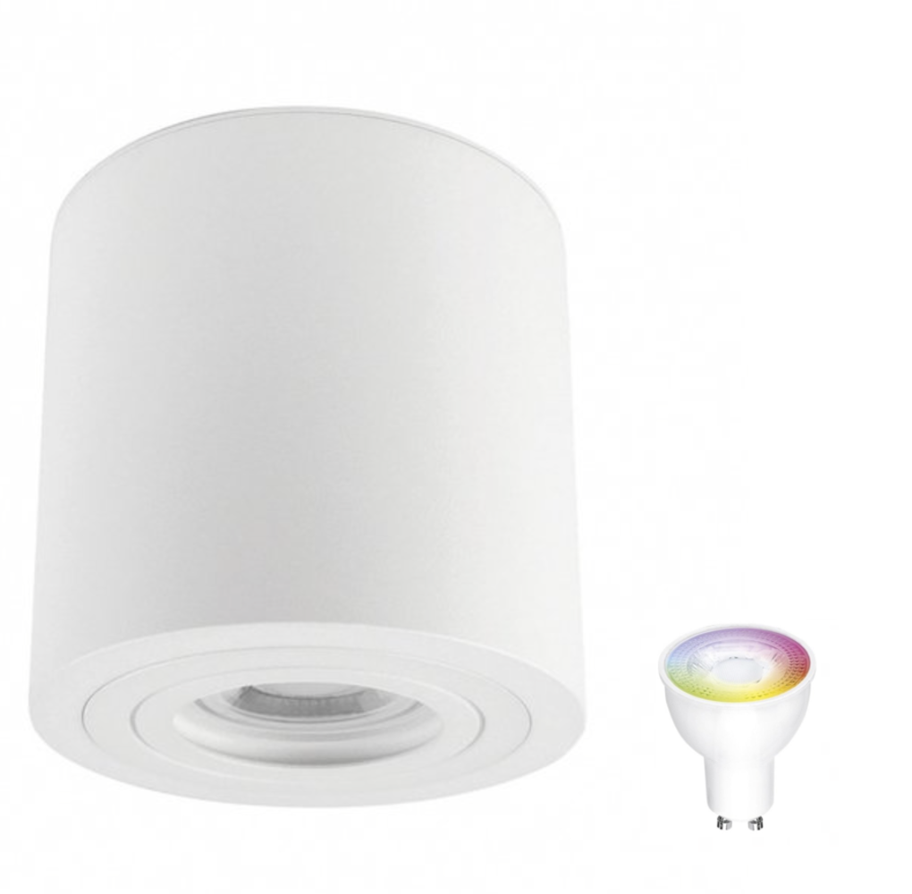 Spectrum WiFi LED loftspot IP65 - Rund Hvid - med GU10 fatning - Styring via app